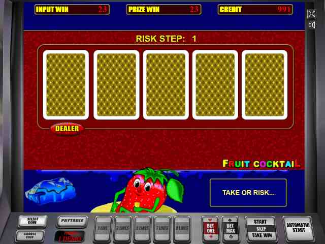 Риск-игра слота Клубничка Игра на удвоение в аппарате Fruit Cocktail
