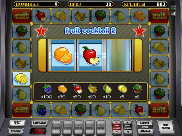 Тематическая игра в автомате Фруктовый Коктейль 2 Бонусная игра в слоте Fruit Cocktail 2